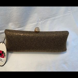 Black&gold evening/formal clutch. crystal clasp